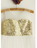 Gold Sequin Ivory Tulle Knee Length Flower Girl Dress
